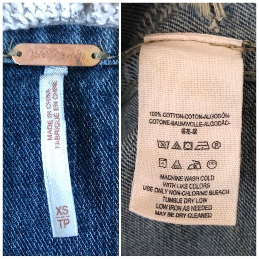 Free People Half Knit Distressed Denim Jacket - Picture 12 of 13